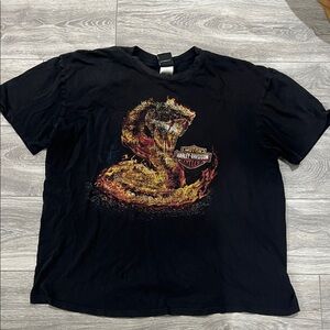 Harley-Davidson Black Tee with Fiery Snake Design